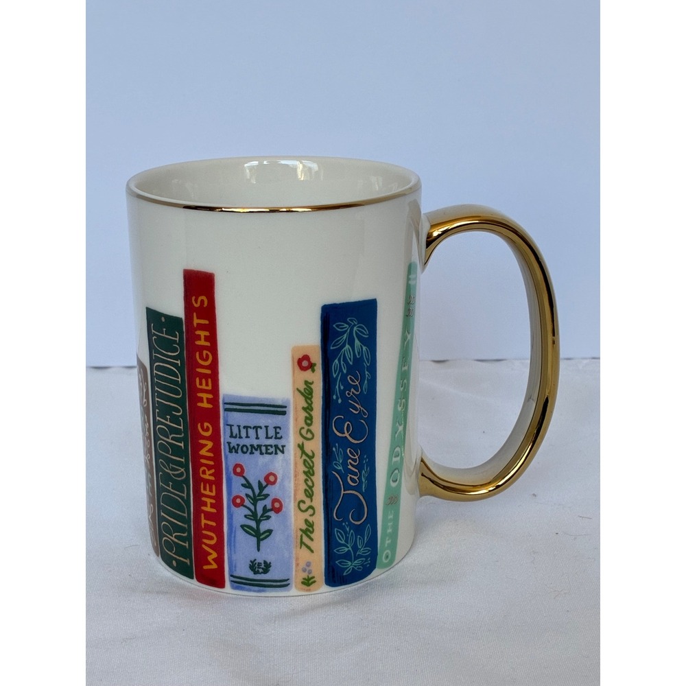Rifle Paper Co Mug Classic Books Porcelain Gold Handle Gift ReaderWriter Teacher